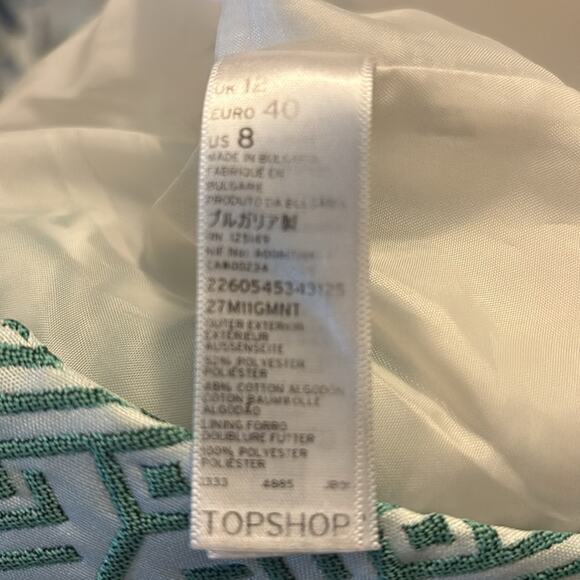 Topshop Geometric Print Textured Mini Skirt 8 Green/Gray Dopamine Mermaid  Retro - Picture 7 of 8